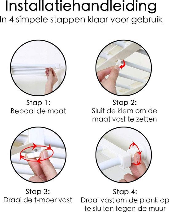 Kastplank - Verstelbaar - Legplank - Draagt tot 25 kg - 53-90x30 cm - Wit