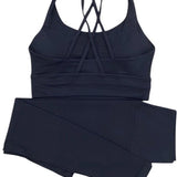 SparkNine Elevate Sportset - tweedelig - L - zwart - high-impact ondersteuning - hoge taille - cross back - compressie - hoge taille - sportkledingset
