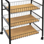 5Five® Serveerwagen met 3 draadstaal opbergvakken 52x39x70 cm - Zwart