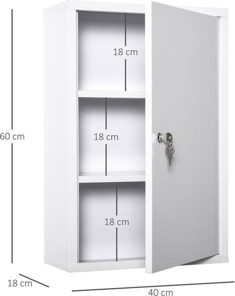 4goodz Medicijnkastje EHBO-kastje met slot RVS 18x40x60 cm - Wit