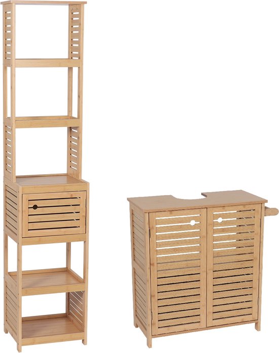Set Badkamermeubel Trinidad Wastafelonderkast + Kolomkast MDF