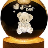 DMG Supply 3D Kristallen Bol Lamp - USB Oplaadbaar - LED Lamp - Nachtlamp - Tafellamp - Bureaulamp