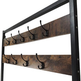 4livingz Stevige Retro Kapstok Bank 42x100x183 cm - zwart/bruin