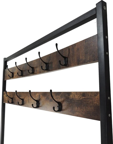 4livingz Stevige Retro Kapstok Bank 42x100x183 cm - zwart/bruin