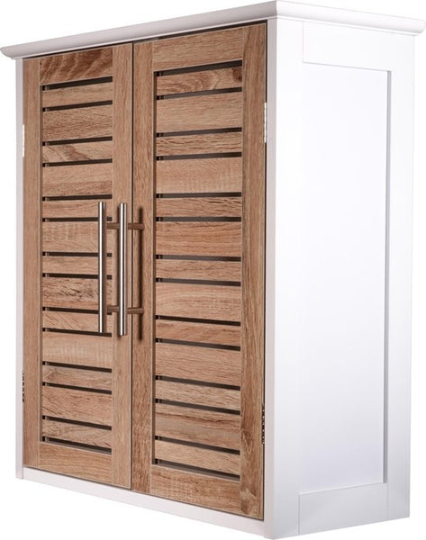 4goodz Wandkast Badkamer MDF Stockholm 52x22x55cm - wit/bruin