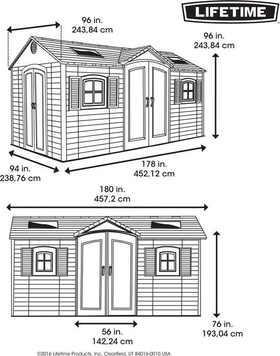 Lifetime - LG24000 - Tuinhuis - Tuinschuur - 244 x 244 x 457 cm