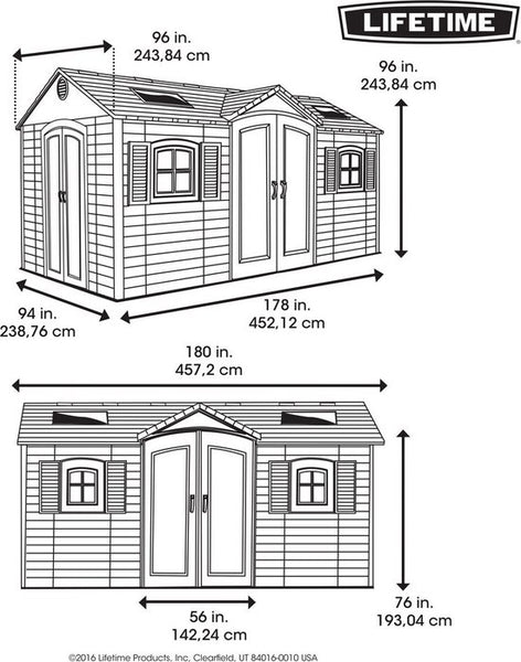 Lifetime - LG24000 - Tuinhuis - Tuinschuur - 244 x 244 x 457 cm