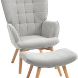4goodz Oor-Fauteuil met Voetenbank Ribfluweel Optiek - Grijs