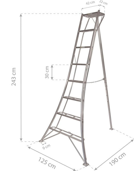 Niwaki Driepoot Tuinladder 240 cm Snoeiladder Tripod Ladder - Plukladder