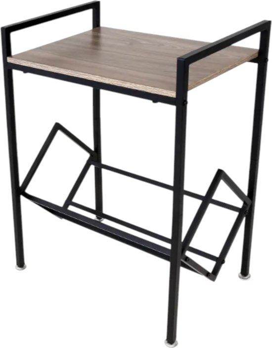 Multifunctioneel LP Opbergsysteem - Zwart met Hout - LP Kast met Wielen - Bijzettafel & Nachtkastje - Langspeelplaat Houder & Organizer - Stijlvol Elpee Rek