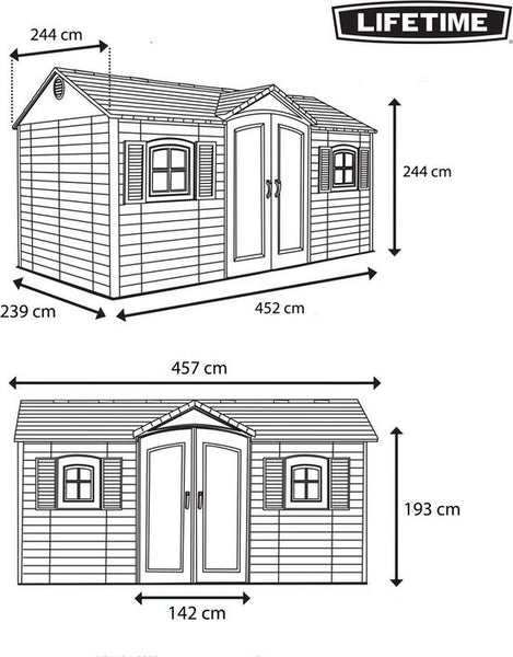 Lifetime - LG10000 - Tuinhuis - Tuinschuur - 244 x 244 x 457 cm