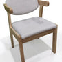 Houten Eetkamerstoel met Armleuning en Grijs Kussen – Scandinavisch Design – Comfortabele Keuken- en Woonkamerstoel – 73x50x50 cm