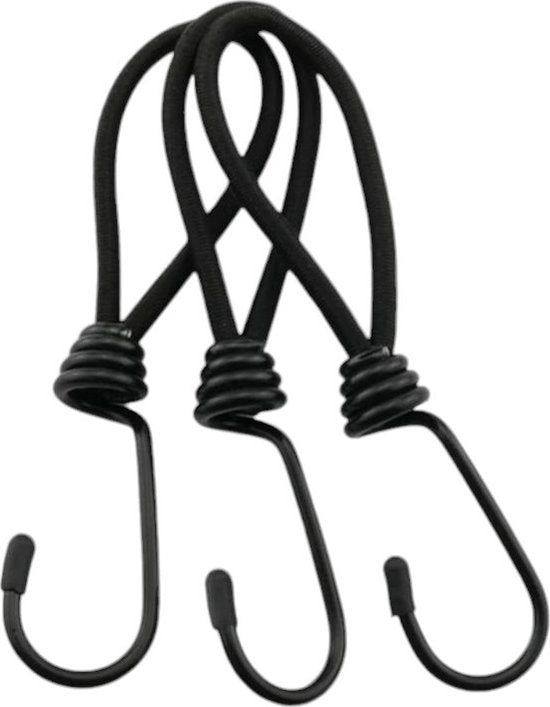 Snelbinders - 24 stuks - Zwart - Snelbinders met Haak - Spanrubbers - Tentspanner - Spinhaak