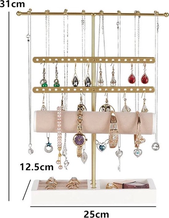 NovaWare - Juwelenhouder - Organizer - Sieradenhouder - Sieradenrekje - Oorbellenrekje - Goud