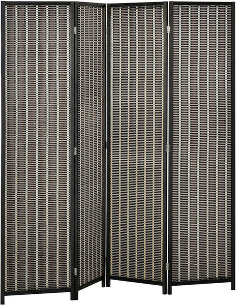 Kamerverdeler, Opvouwbaar, Grenenhout/Bamboe, 180 x 180 cm, Bruin/Zwart