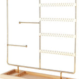 Sieradenhouder - 35 x 30 x 9,5 cm - Goudkleurig - Oorbellenrekje - Display - Hout en Metaal - Oorbellenhouder