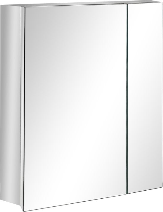 4goodz Spiegelkast/Badkamerspiegelkast met 3 binnenplanken, dubbele deur - zilver