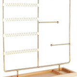 Sieradenhouder - 35 x 30 x 9,5 cm - Goudkleurig - Oorbellenrekje - Display - Hout en Metaal - Oorbellenhouder