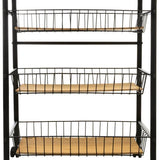 5Five® Serveerwagen met 3 draadstaal opbergvakken 52x39x70 cm - Zwart