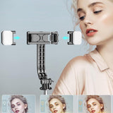 Vesfy 3-in-1 Selfiestick met Statief & LED Verlichting - Bluetooth - 114cm - Voor iPhone & Android