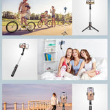 3-in-1 Tripod & Selfie Stick met LED Verlichting - 114 cm Uitschuifbaar - Bluetooth Afstandsbediening - Voor iPhone & Android - Statief Telefoon
