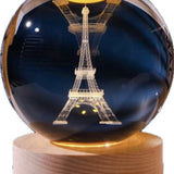 DMG Supply 3D Kristallen Bol Lamp - USB Oplaadbaar - LED Lamp - Nachtlamp - Tafellamp - Bureaulamp