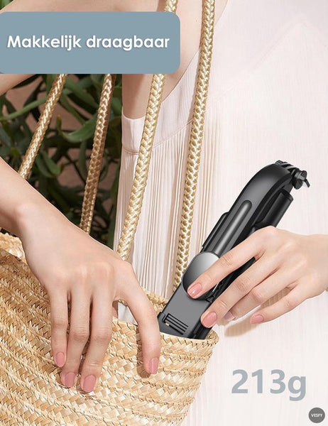 Vesfy 3-in-1 Selfiestick met Statief & LED Verlichting - Bluetooth - 114cm - Voor iPhone & Android