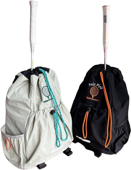 Badminton en Tennis Rugzak - Grijs – Ultralichte Sporttas met Grote Inhoud, Trekkoordsluiting en Verborgen Schoenenvak | Perfect voor Sport, School en Reizen