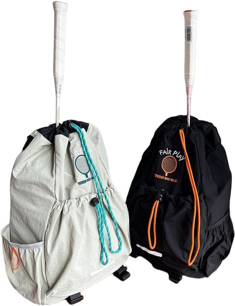 Badminton en Tennis Rugzak - Grijs – Ultralichte Sporttas met Grote Inhoud, Trekkoordsluiting en Verborgen Schoenenvak | Perfect voor Sport, School en Reizen