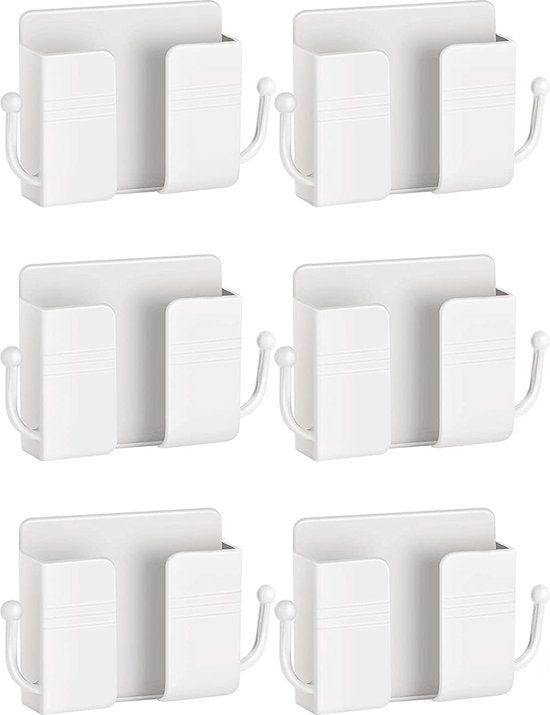 Afstandsbediening Houder - 6 Stuks - Wit - AB Houder- Houder voor Afstandsbediening voor aan de Muur - Remote Controll Holder