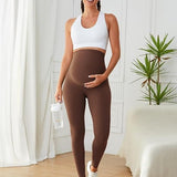 SparkNine Mamamove maternity legging - L - bruin - zachte stof - comfortabel & ondersteunend - rekbaar - zwangerschapslegging