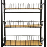 5Five® Serveerwagen met 3 draadstaal opbergvakken 52x39x70 cm - Zwart