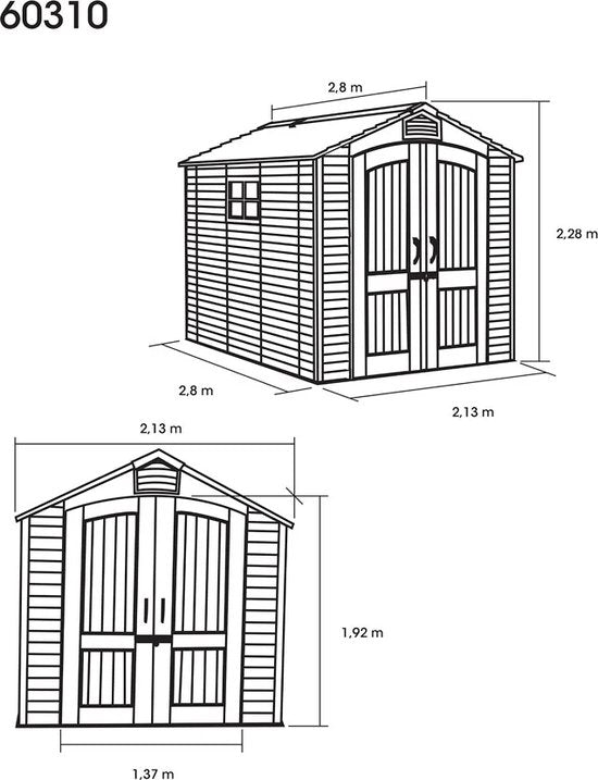 Lifetime - LG60310 - Tuinhuis - Tuinschuur - 204 x 227 x 285 cm