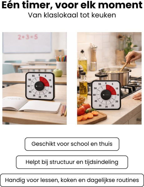 Leerklok - Aftelklok Kookwekker - Leer