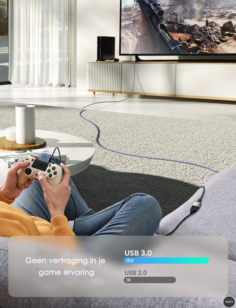 Vesfy USB verlengkabel 3.0 Snelheid tot 5Gbps - meter - USB 3.0 USB 3.0