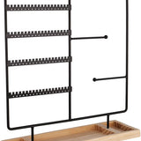 Sieradenhouder met Houten Bodem – Metalen Sieradenrek voor Kettingen, Oorbellen & Armbanden – Industrieel Design – Organizer voor Sieraden – Zwart & Hout