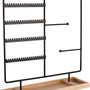Sieradenhouder met Houten Bodem – Metalen Sieradenrek voor Kettingen, Oorbellen & Armbanden – Industrieel Design – Organizer voor Sieraden – Zwart & Hout