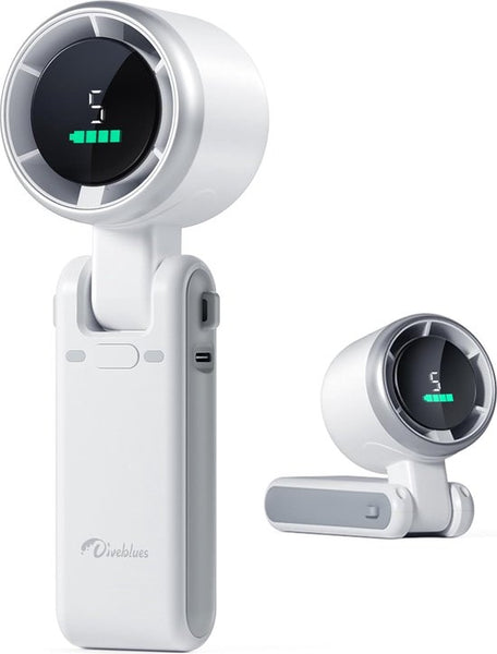 Mini Ventilator Turbo - Handventilator Oplaadbaar met 5 Standen - Draagbare Ventilator - Festival Waaier - Mini Fan - Wit