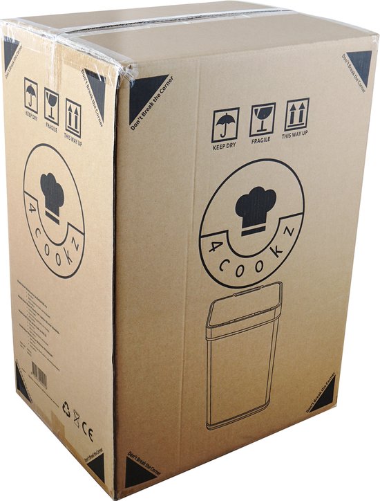 4cookz® Sensorprullenbak 60 liter - RVS Prullenbak