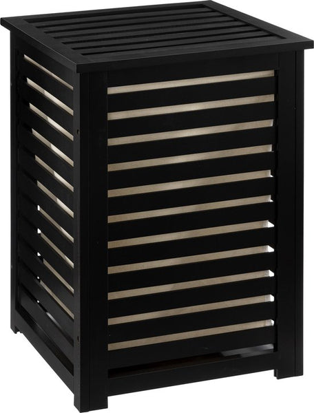 Zwarte Bamboe wasmand 65 Ltr met deksel en waszak 40x40x58 cm - Zwart
