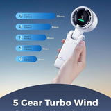 Mini Ventilator Turbo - Handventilator Oplaadbaar met 5 Standen - Draagbare Ventilator - Festival Waaier - Mini Fan - Zwart