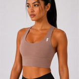 SparkNine Elevate sport-bh - S - cacao - gekruiste rug - push-up effect - stevige ondersteuning - met uitneembare pads
