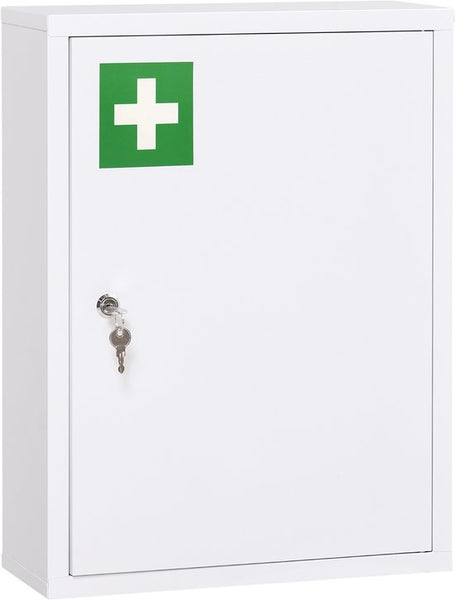 4goodz Medicijnkastje EHBO-kastje met slot RVS 15x40x53 cm - Wit