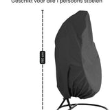 Beschermhoes Hangstoel Egg - Zwart - 190 x 115 cm - Waterproof - Universeel model - Hoes van Egg Chair - Waterdichte Beschermer voor Egg Stoel met Standaard