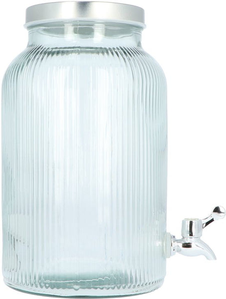 4goodz Glazen Sapkan Geribbeld glas - Limonadetap met kraan - 4 ltr