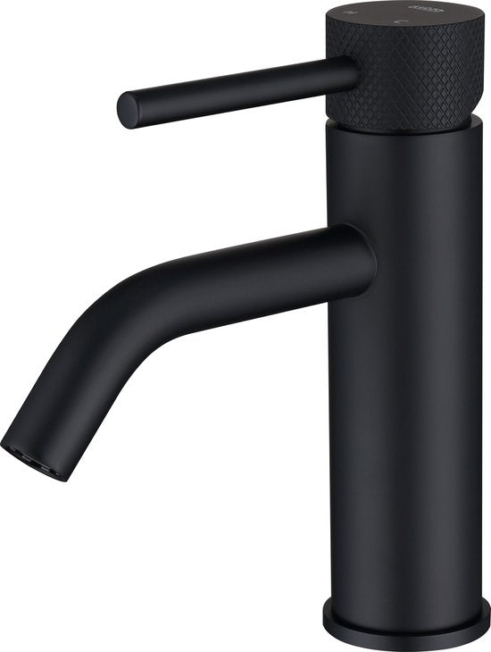 Luzzo® Serru - Messing Wastafelkraan Laag Diamondgrip - Mat Zwart