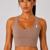 SparkNine Elevate sport-bh - XL - cacao - gekruiste rug - push-up effect - stevige ondersteuning - met uitneembare pads
