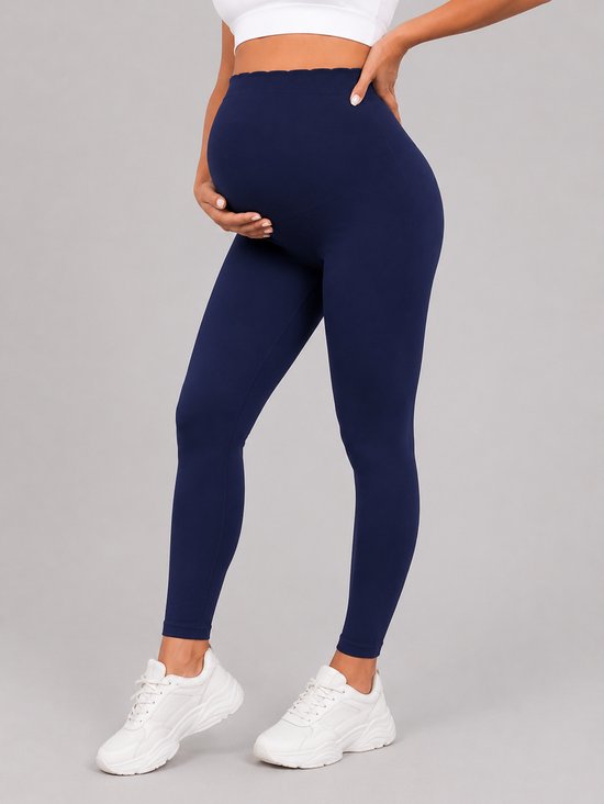 SparkNine Bellyflex zwangerschap legging - S - blauw - hoge taille - rekbaar - maternity - geribbelde tailleband - stijlvol & ademend