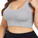 SparkNine Stride sport-bh - met uitneembare pads - 3XL - grijs - plus size - cross-back - medium support - zacht & elastisch materiaal