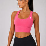 SparkNine Elevate sport-bh - M - roze - gekruiste rug - push-up effect - stevige ondersteuning - met uitneembare pads